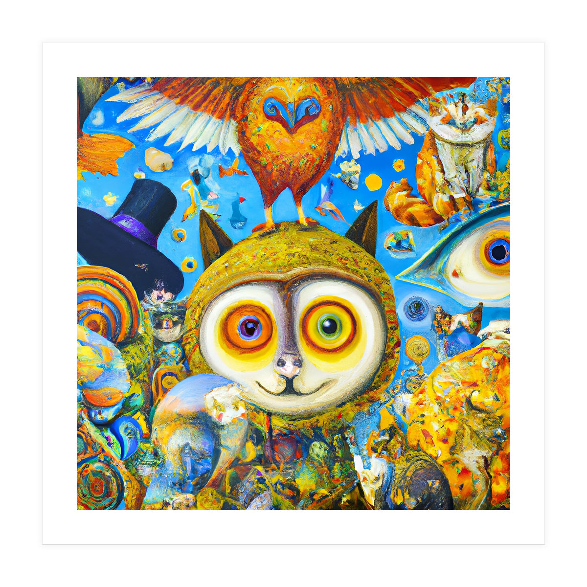 Chaotic and Colorful Fantasy Creatures Art Print (Print Only)