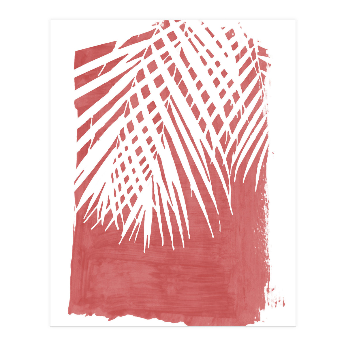 Palm Leaves On Red (Print Only)
