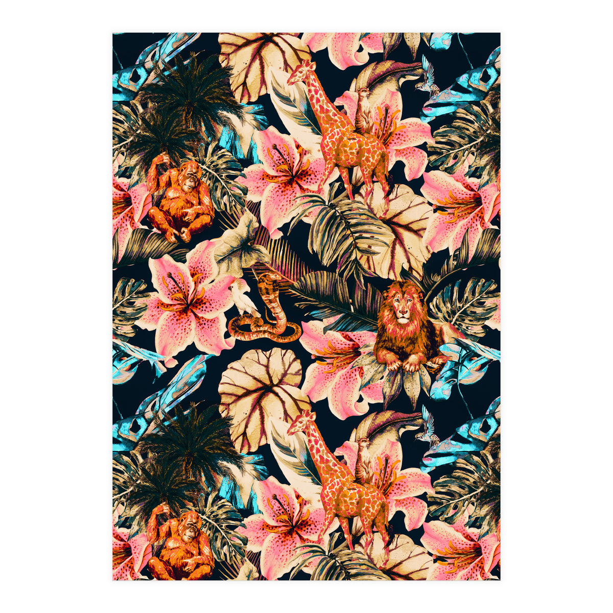 Wild animals in the dark of the jungle 02 (Print Only)