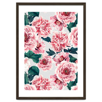 Pattern pink vintage peonies