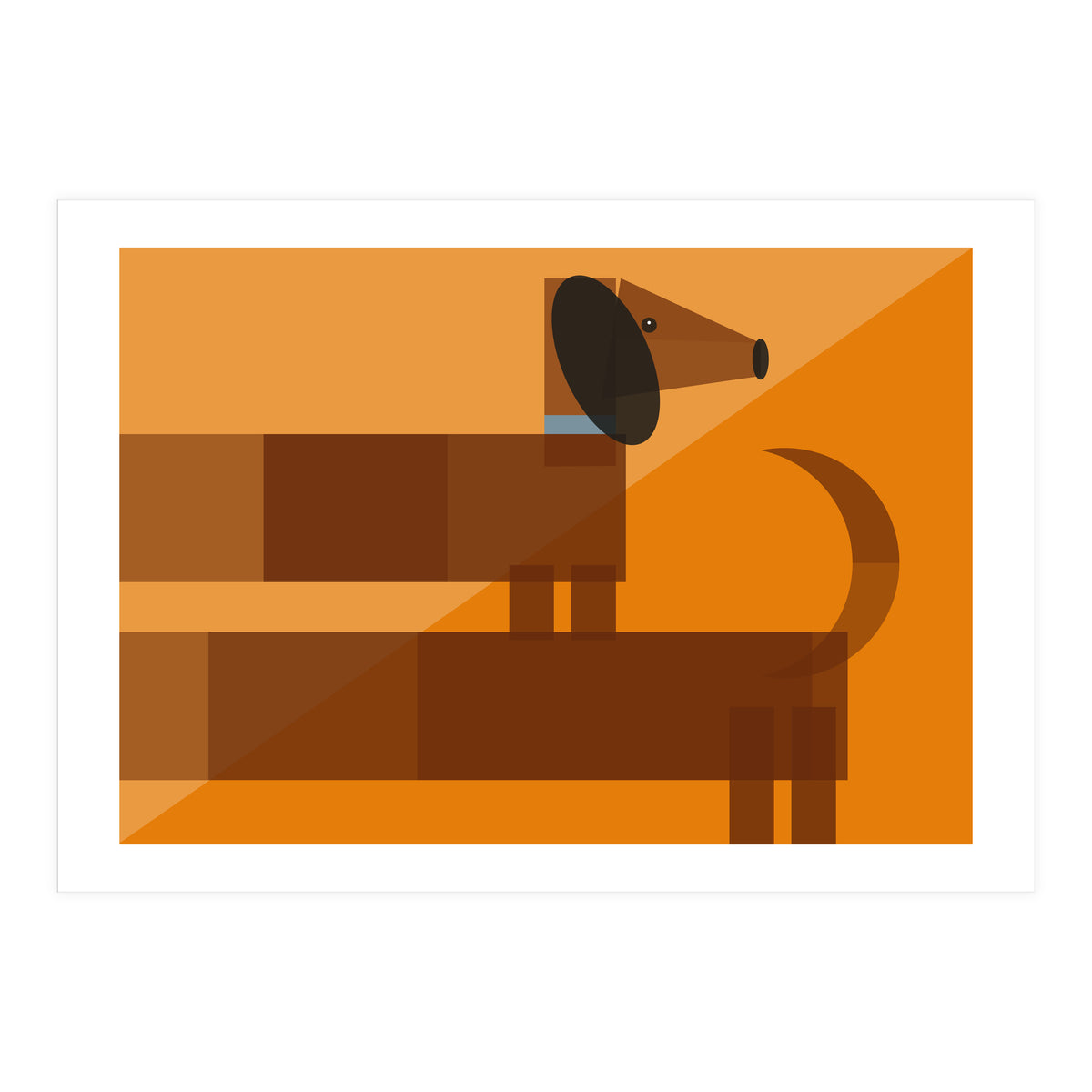 Mid Century Geometric Sausage Dog Dachshund (Print Only)