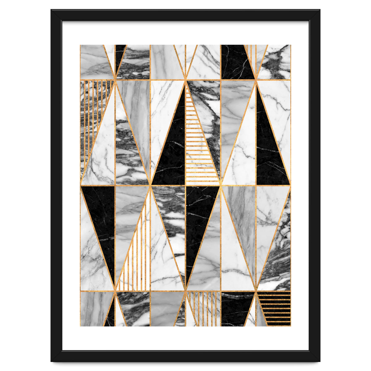 Marble Triangles - Black and White