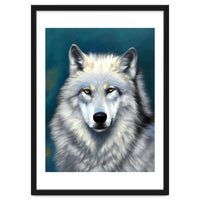 The Wolf, Animal Portrait Painting, Wildlife Forest Jungle Dog, Mystery Eclectic Rustic