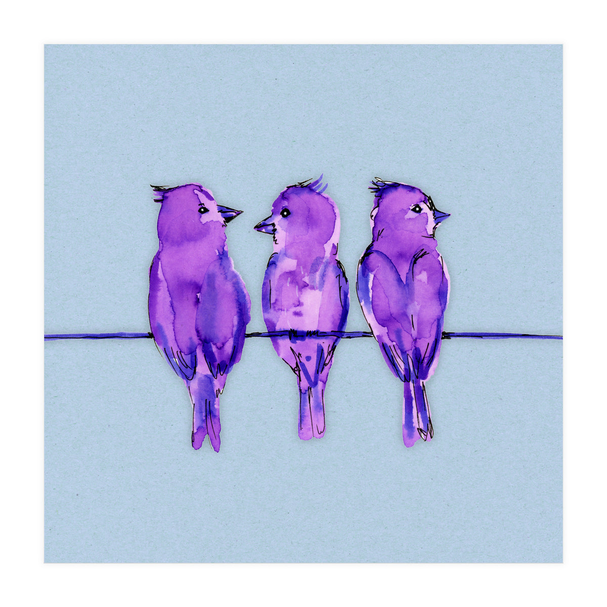Three purple birds (Print Only)