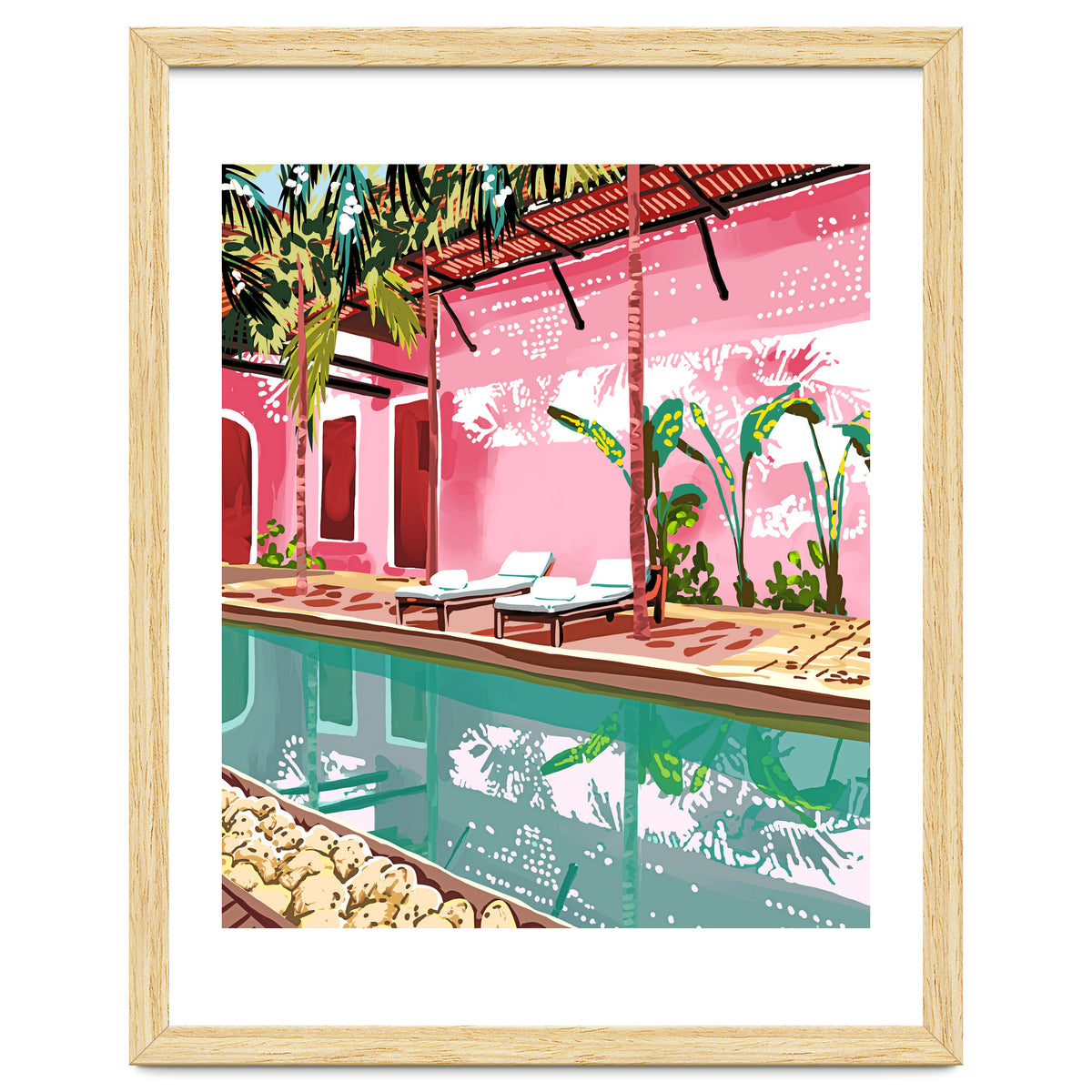 Vacay Villa | Blush Pink Summer Architecture | Tropical Travel Building | Palm Bohemian Resort