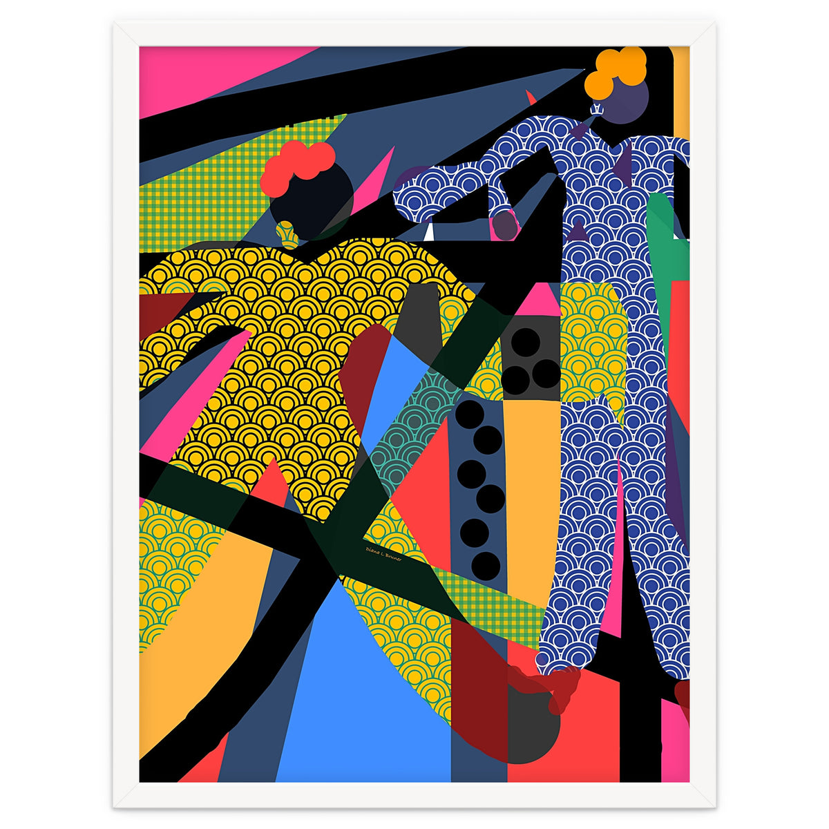 LADIES WEARING YELLOW AND BLUE PATTERNS