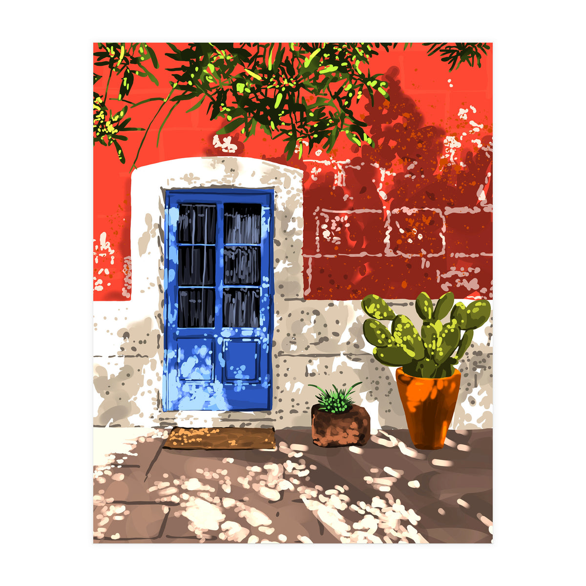 Intentful Living | Summer Architecture Travel Positivity | Optimism Good Vibes Bohemian House Door (Print Only)