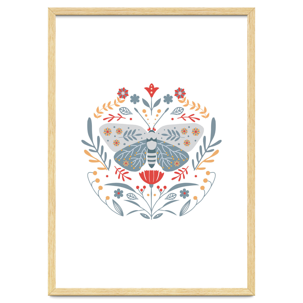 Scandinavian Folk Art: Butterfly & Flowers