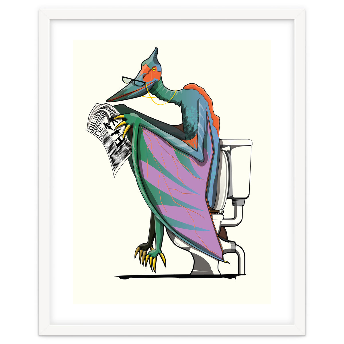 Dinosaur Pterodactyl on the Toilet, Funny Bathroom Humour