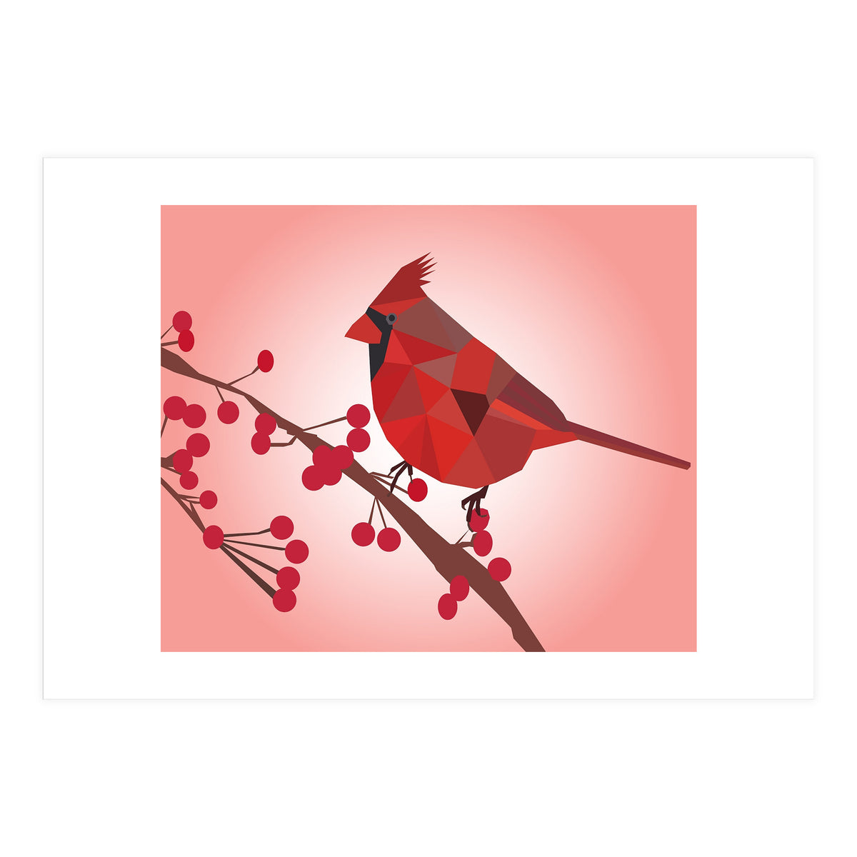 Northern Cardinal Bird Low Poly Art  (Print Only)
