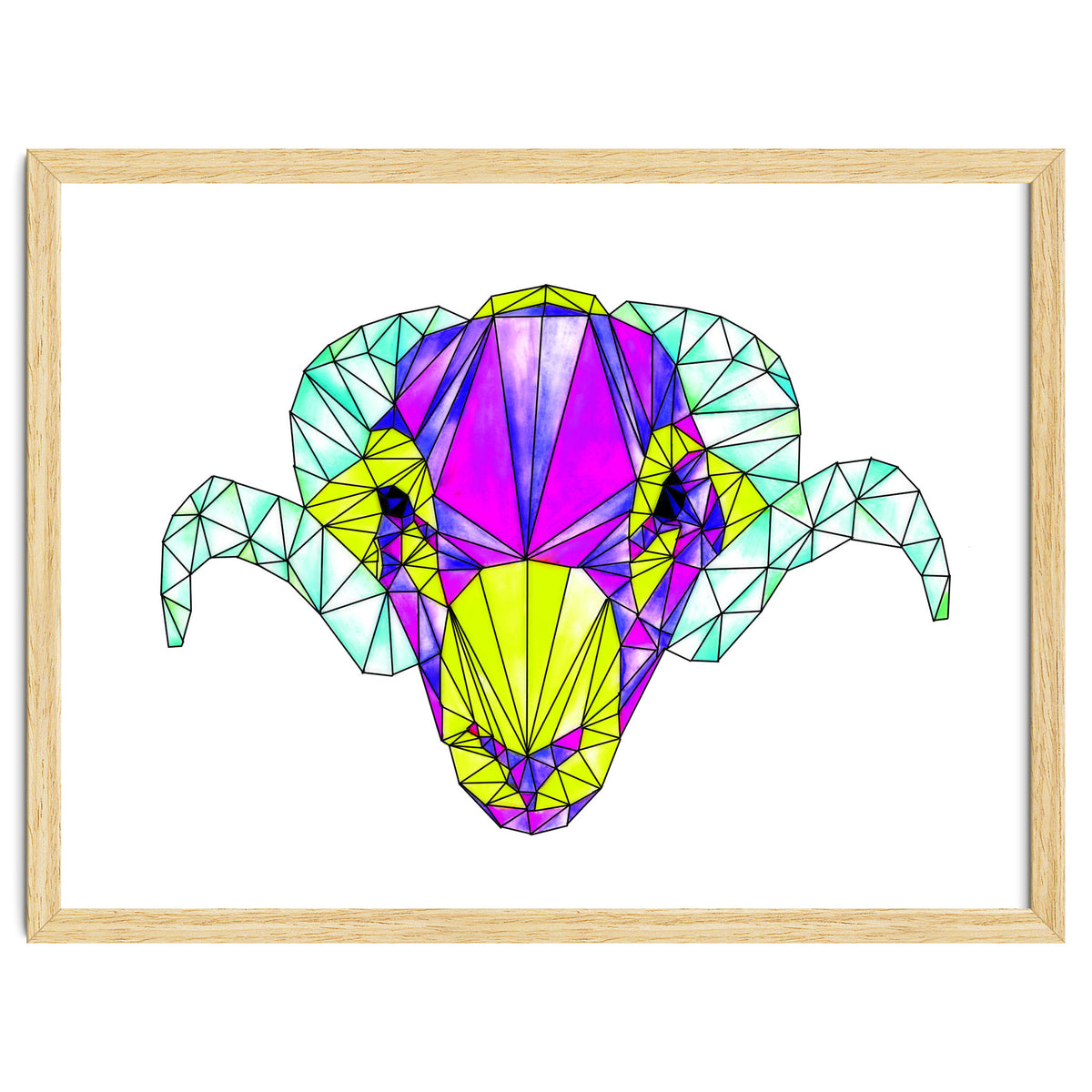 Colourful Geometric Swaledale Sheep Tup with Black Lines