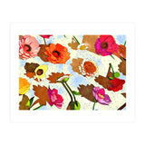 Floral Soul, Botanical Vintage Nature Plants, Polka Dots Flowers Blossom, Mid Century Modern Bohemian Painting (Print Only) thumbnail