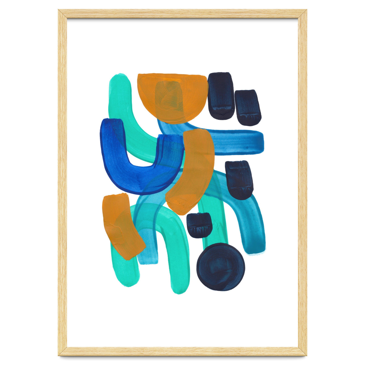 Fun Colorful Blue Turquoise Shape Yellow Accent