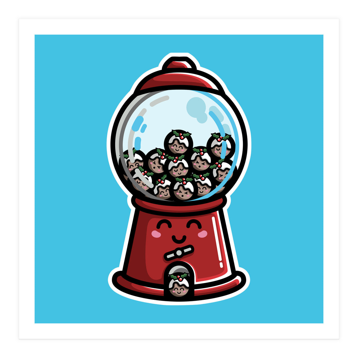 Kawaii Cute Christmas Pudding Gumball Machine (Print Only)