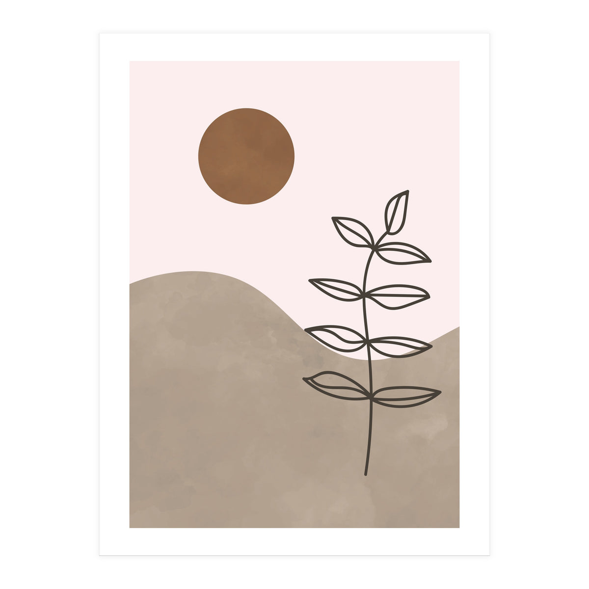 Sun Leaf Abstract Botanical Mid Century (Print Only)