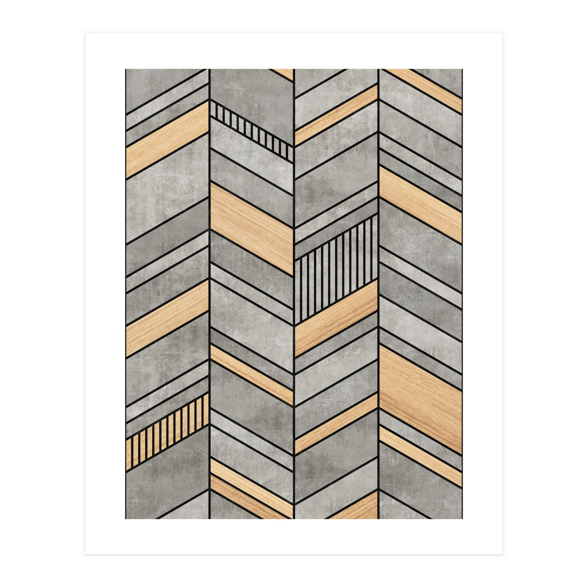 Abstract Chevron Pattern - Concrete and Wood (Print Only)