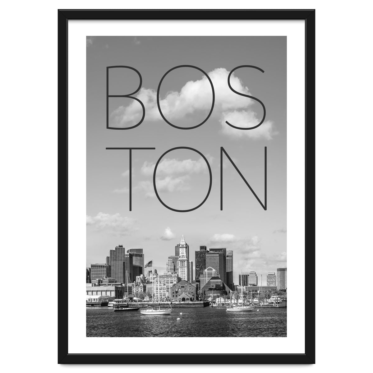 BOSTON Skyline North End & Financial District | Text & Skyline