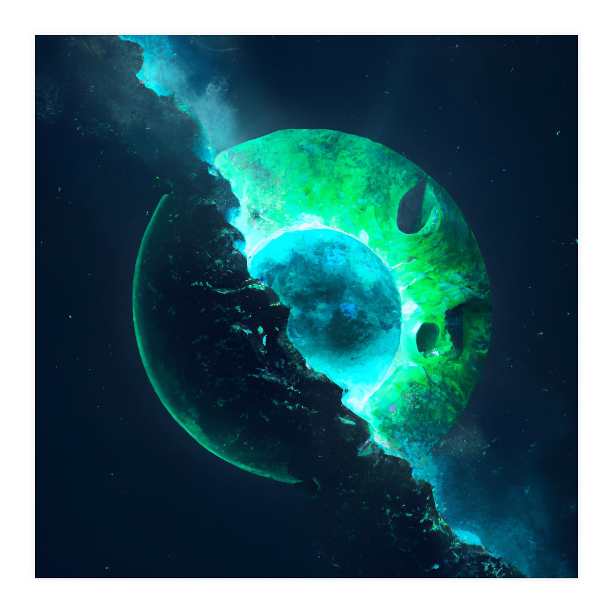 Emerald Lunar Core Cracking Open (Print Only)