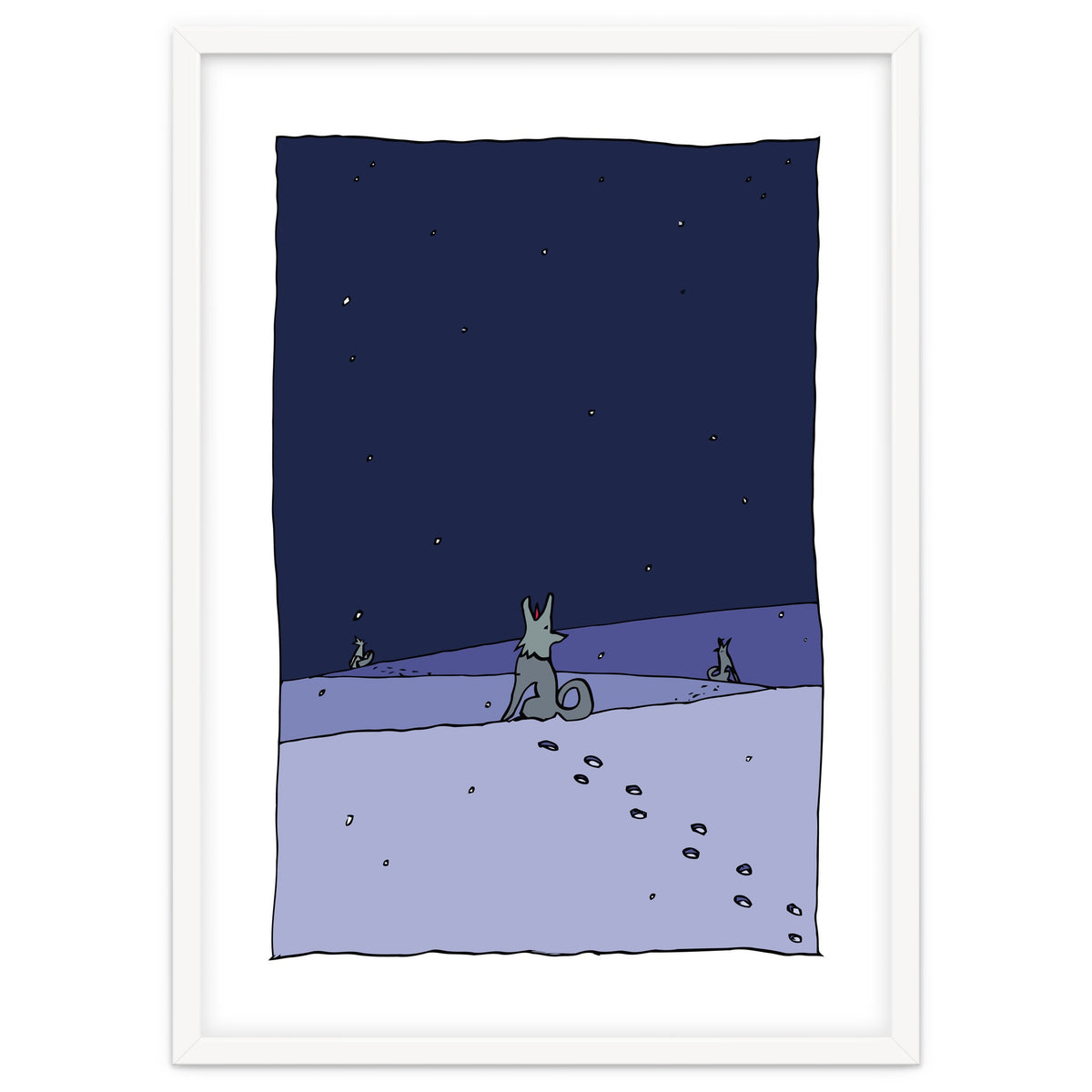 Dogs in Winter Night