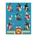 Superheroes on the Toilet, funny poo humour (Print Only) thumbnail