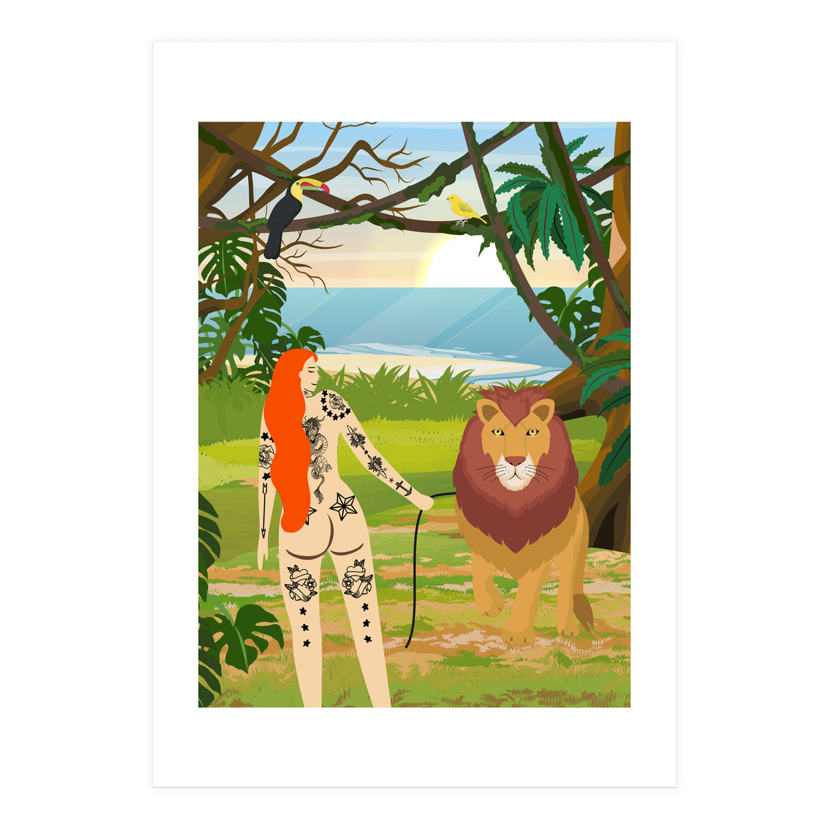 Tattooed Girl with Lion (Print Only)