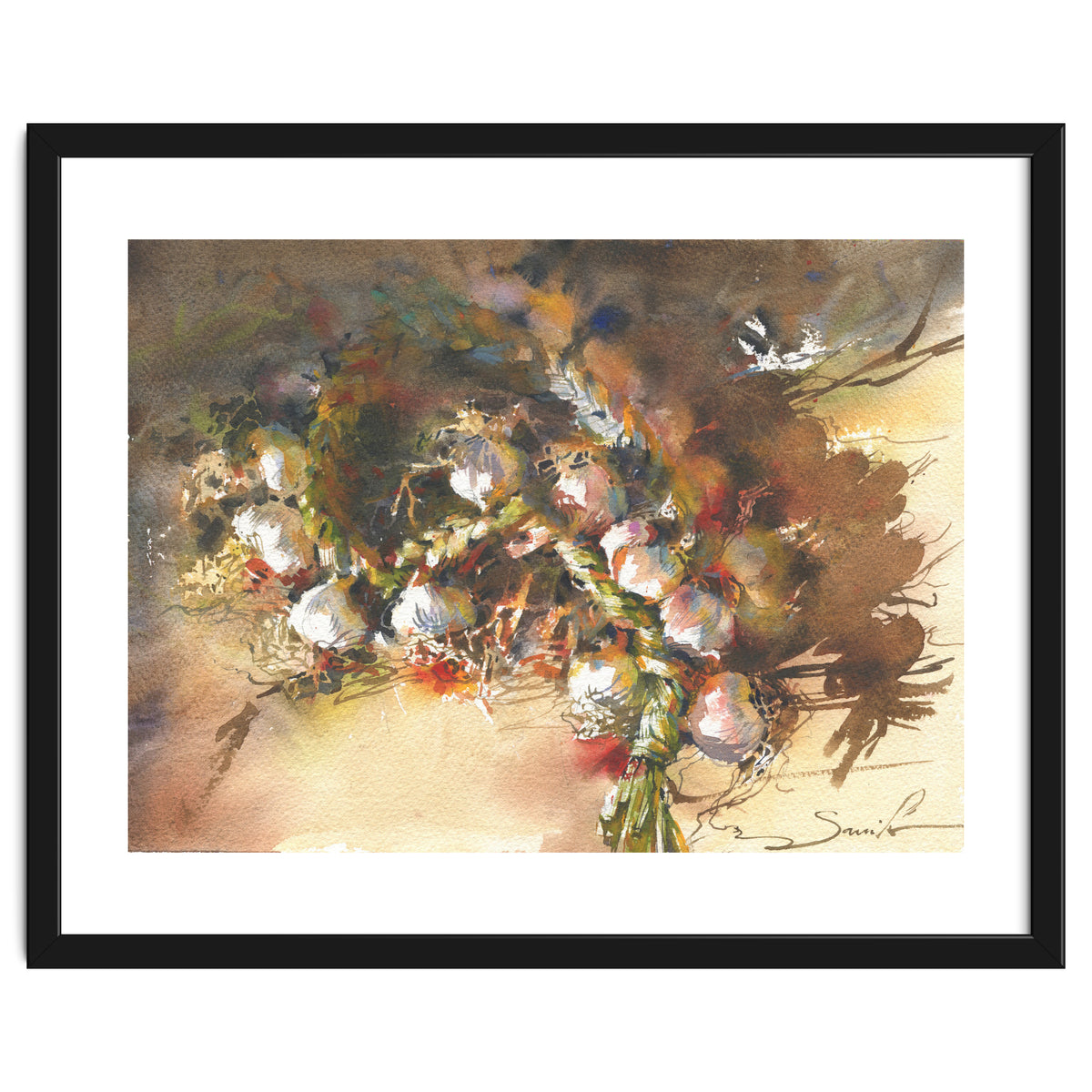 Still life garlic Watercolor