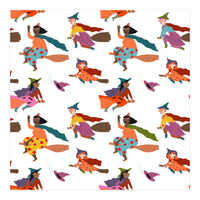 Tiny Witches Pattern (white Backgrownd) (Print Only)