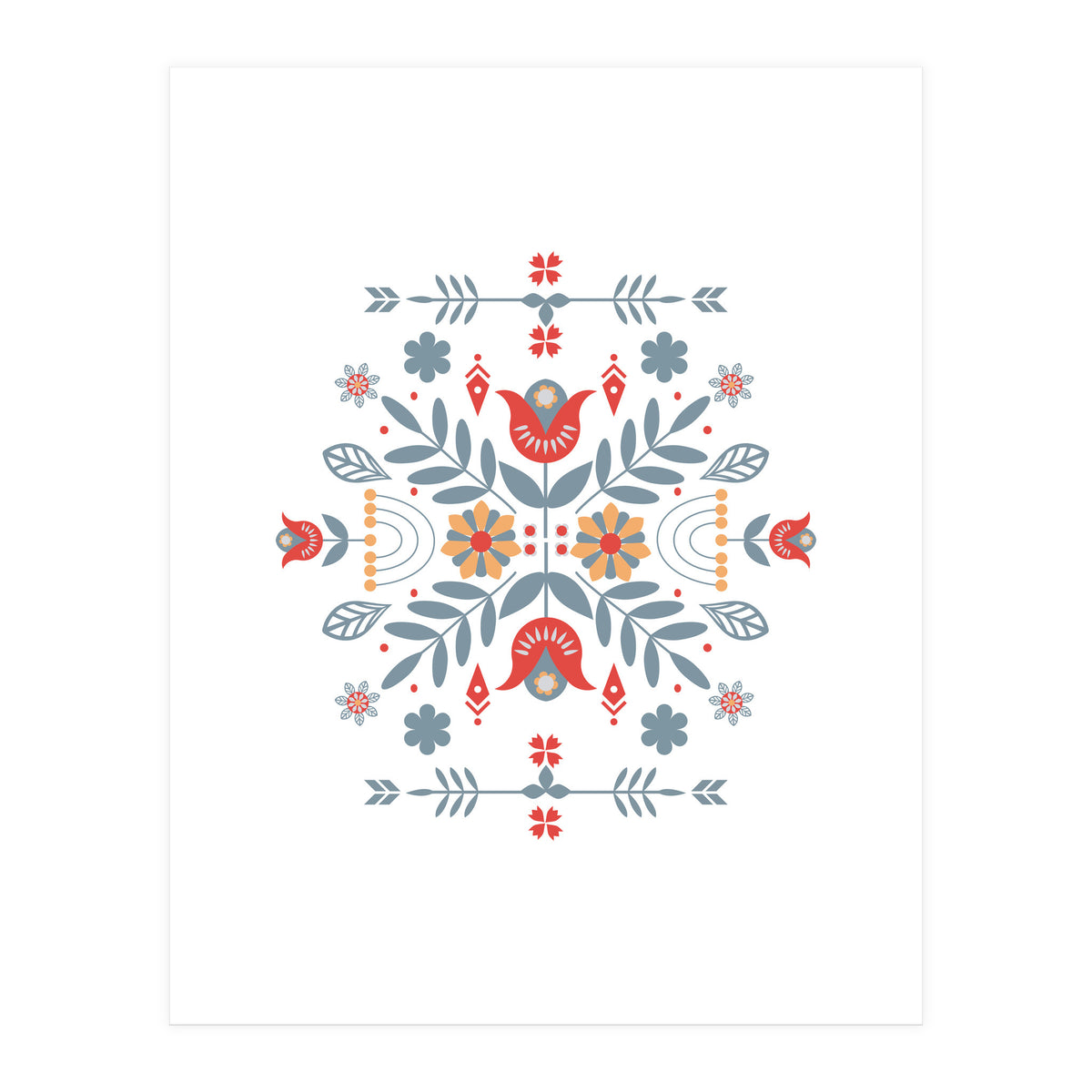 Scandinavian Folk Retro Flower Pattern (Print Only)
