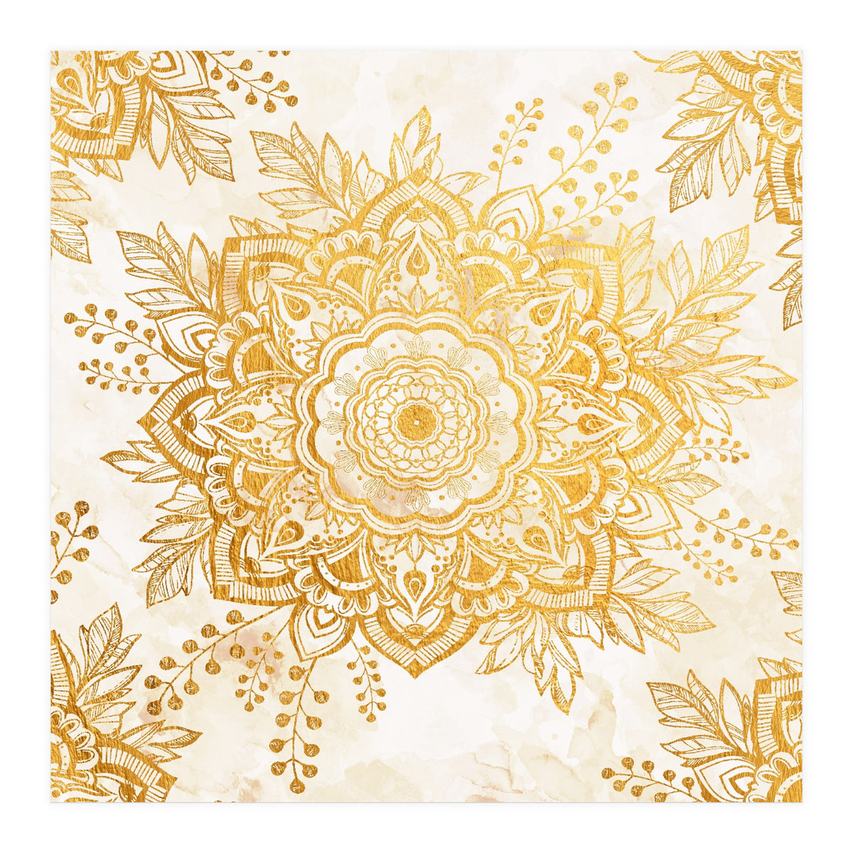 Queen Starring of Mandala-Gold Sunflower I (Print Only)
