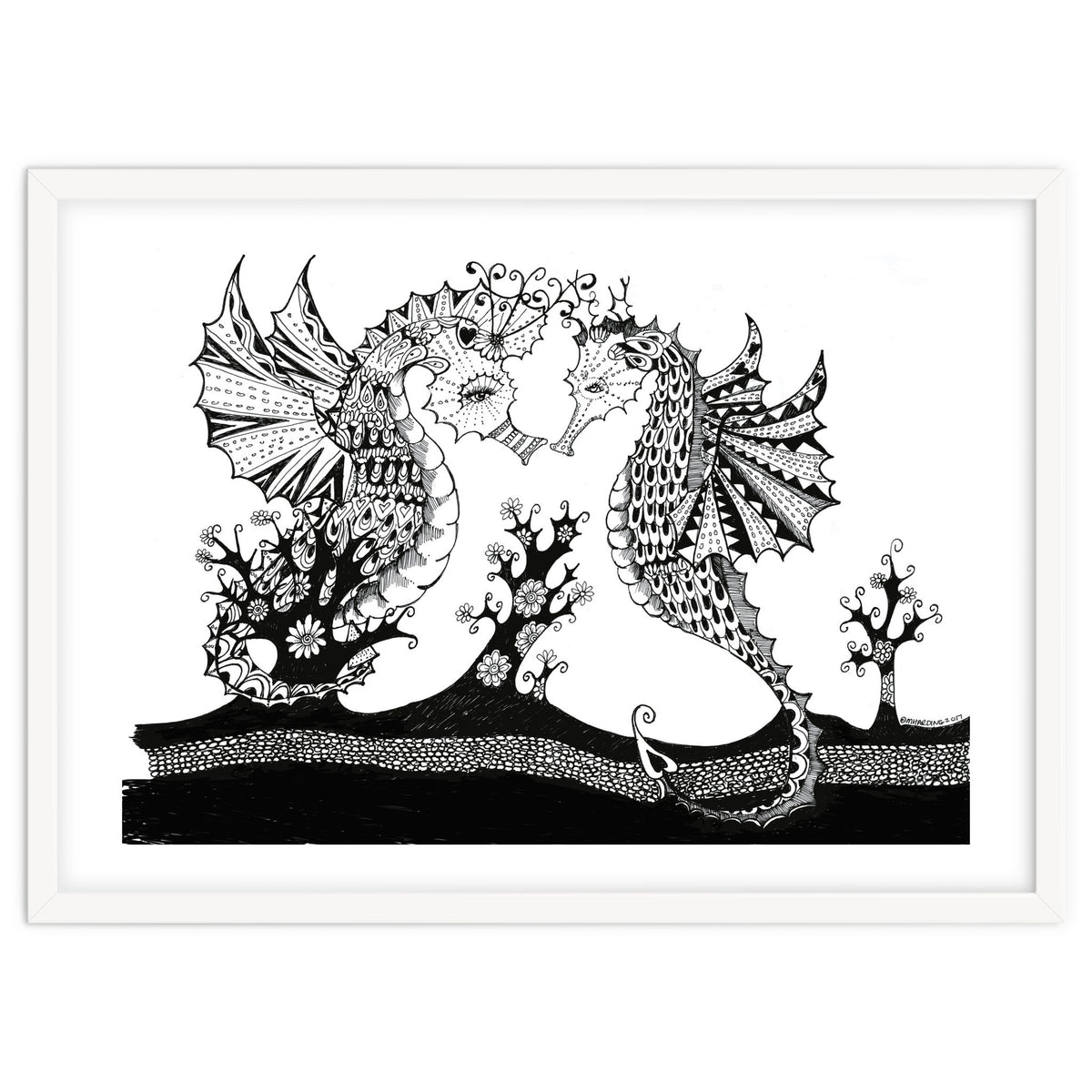 Seahorse Dragons Love Illustration