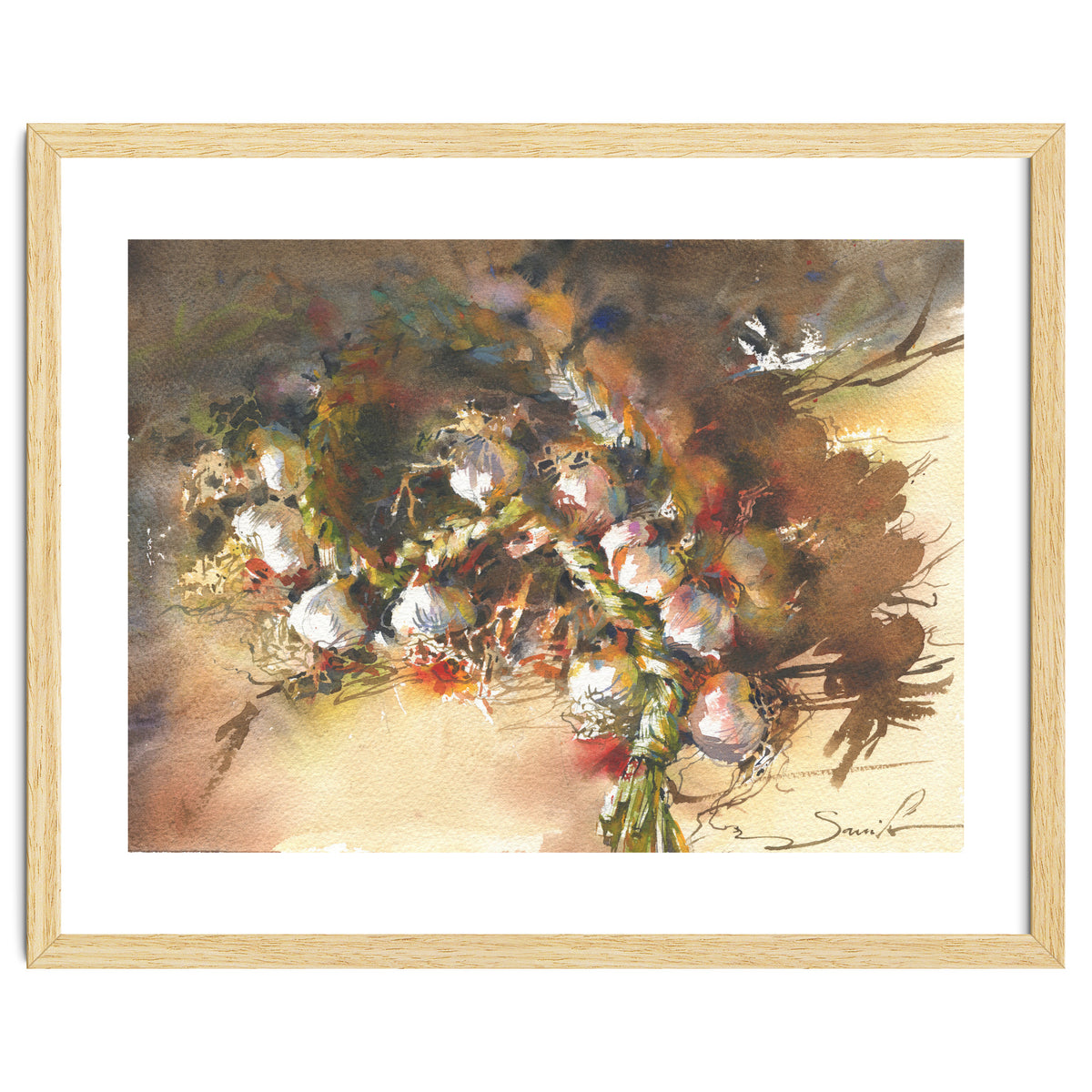 Still life garlic Watercolor