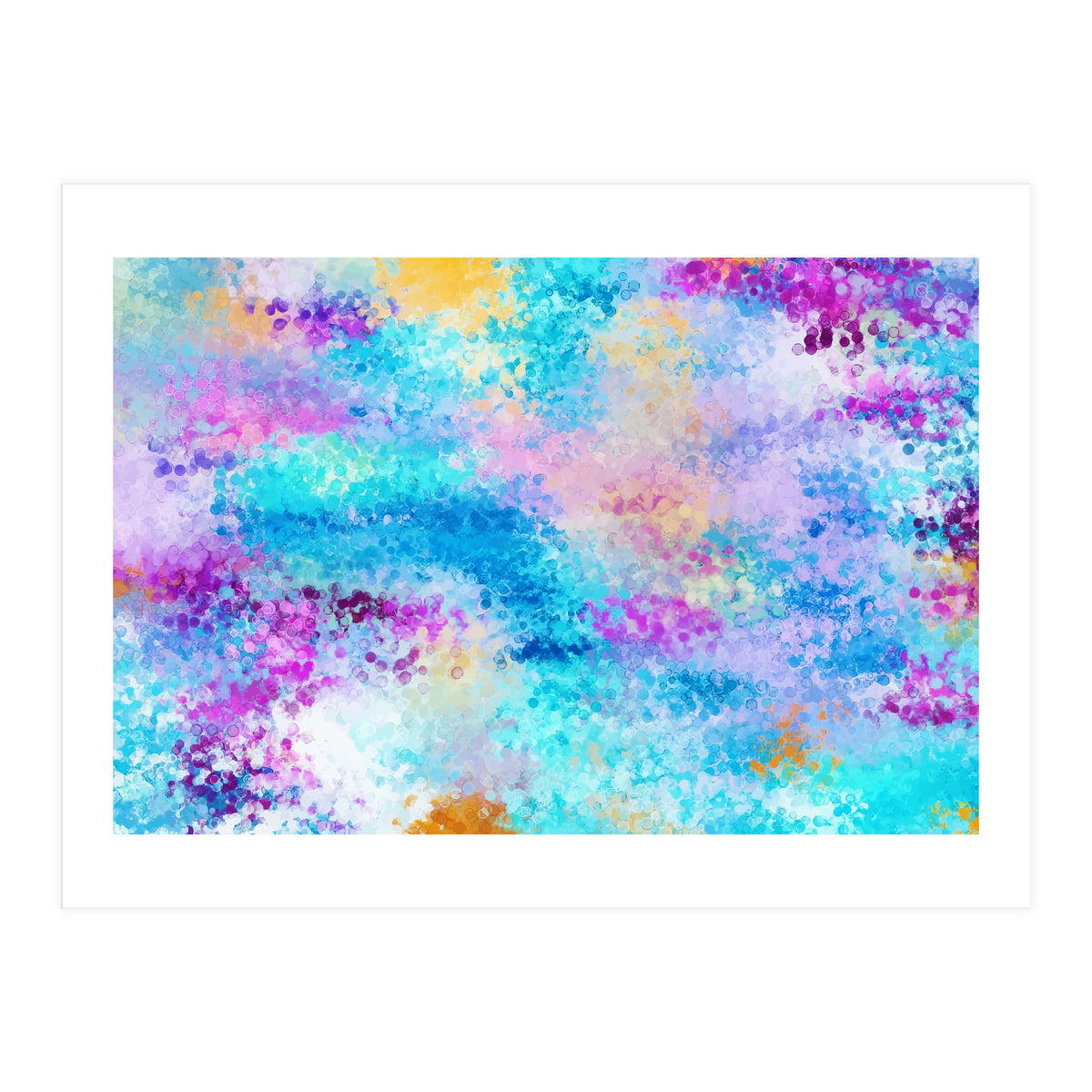 Mixed Emotions, Abstract Blue Colorful Painting, Eclectic Modern Bohemian Shapes Ocean (Print Only)