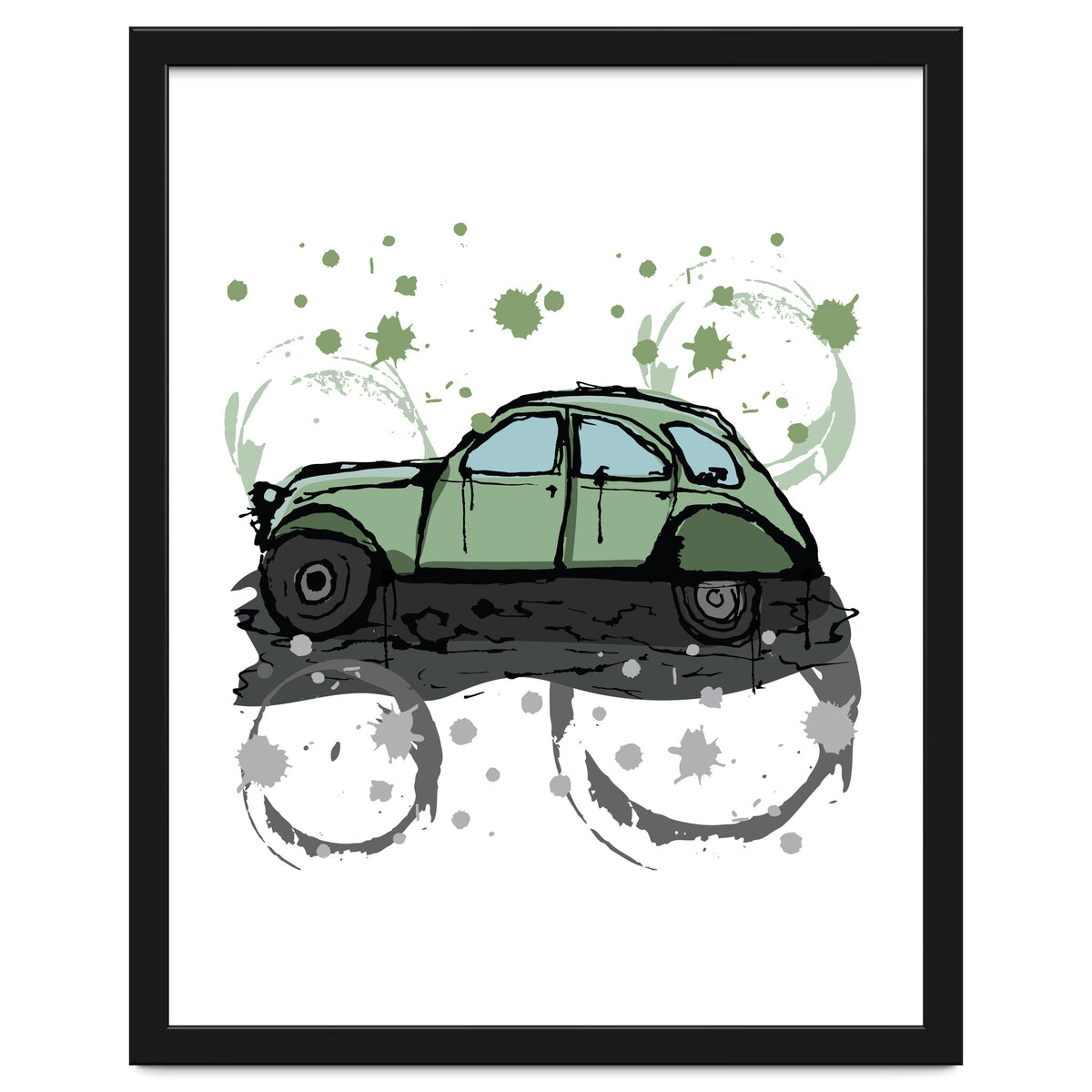 Green car sketch