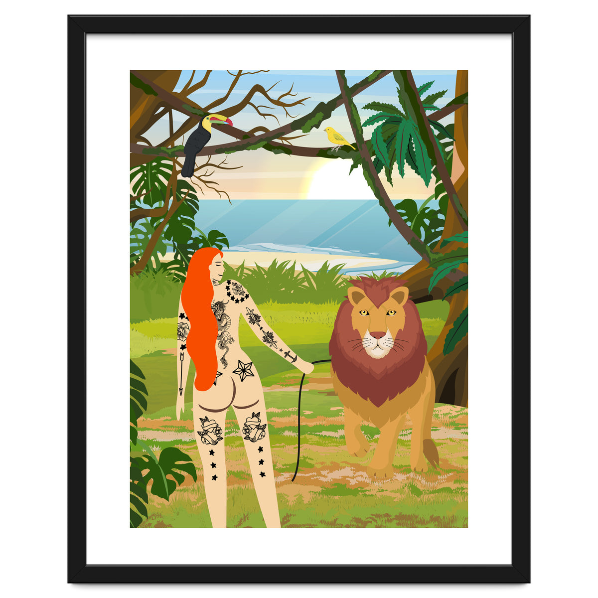 Tattooed Girl with Lion