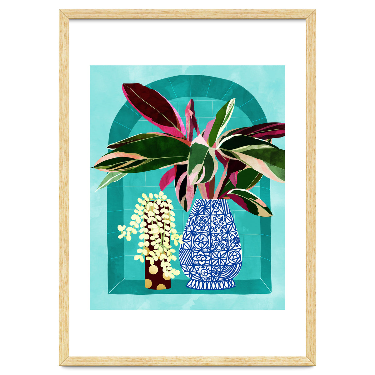 Moroccan Shelfie | Tropical Teal Plants Botanical | Exotic Modern Bohemian Eclectic Décor