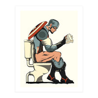 Captain America on the Toilet, funny bathroom humour (Print Only)