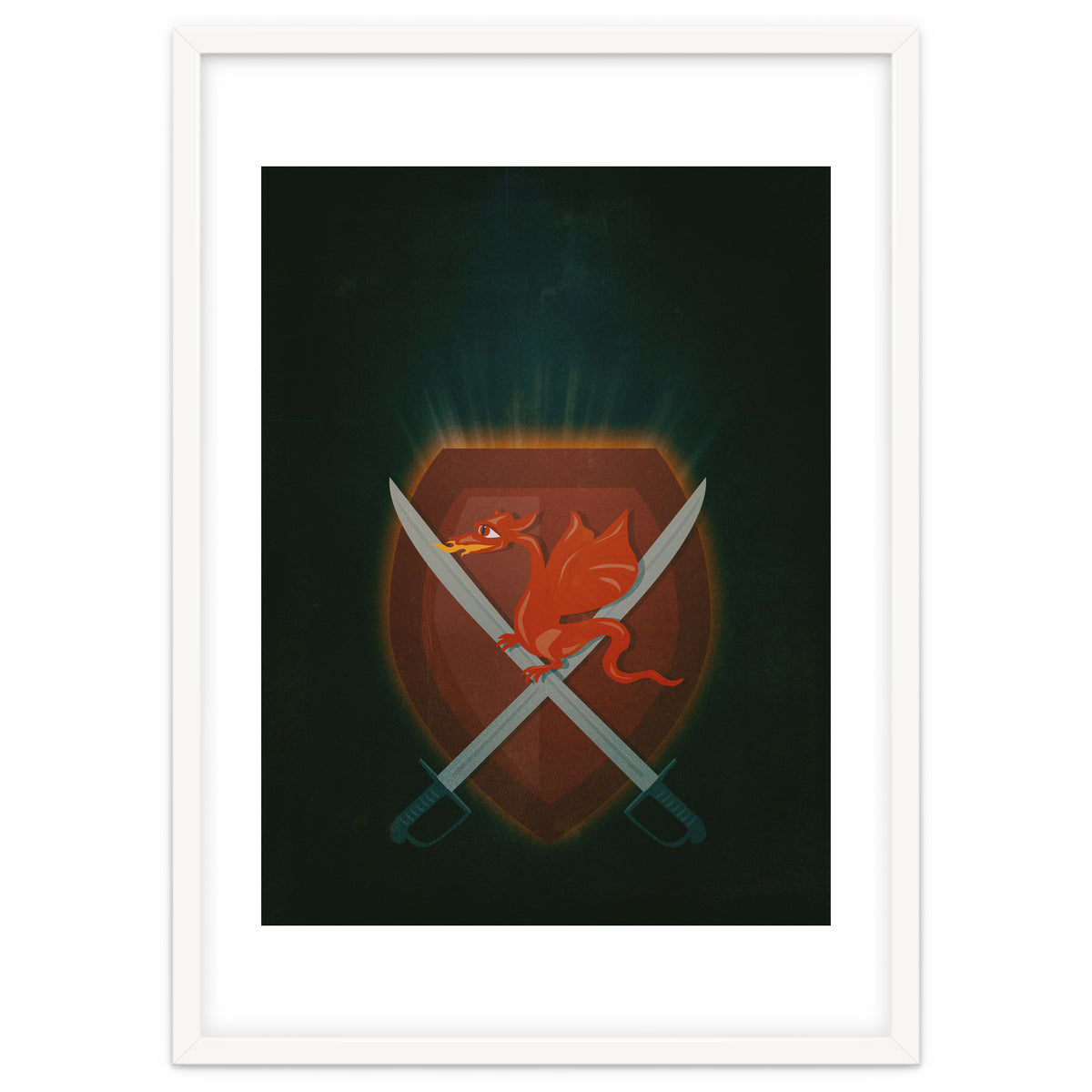 Heraldic dragon and cutlasses