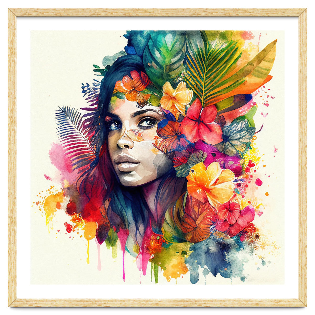 Watercolor Tropical Woman #17