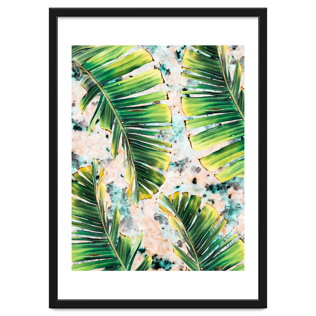 Palm leaf on marble 02