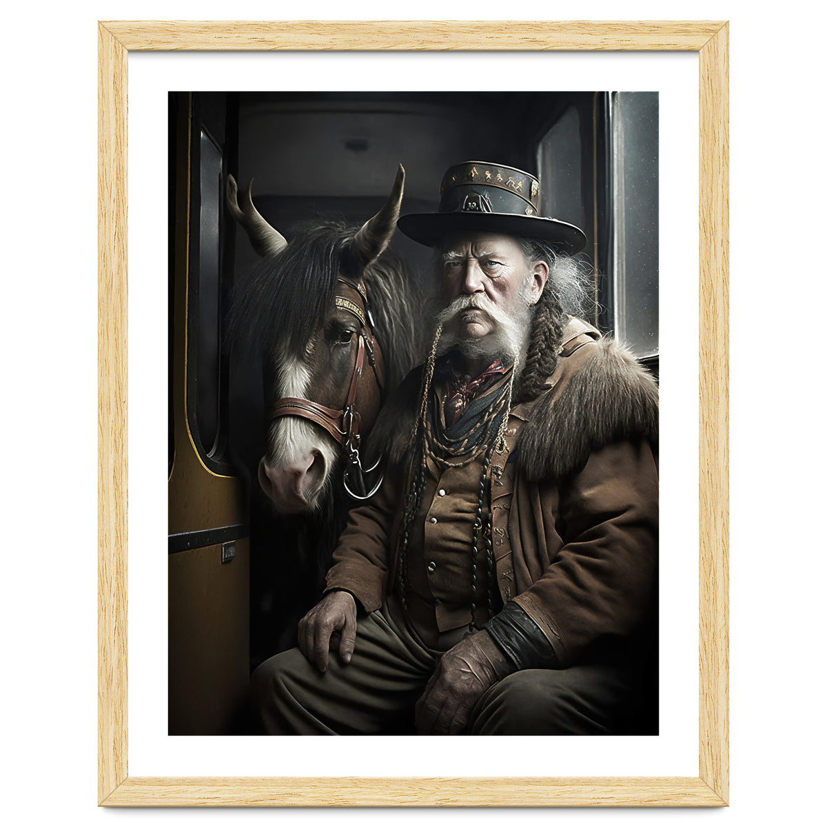 Old Man and His Horse on the Train