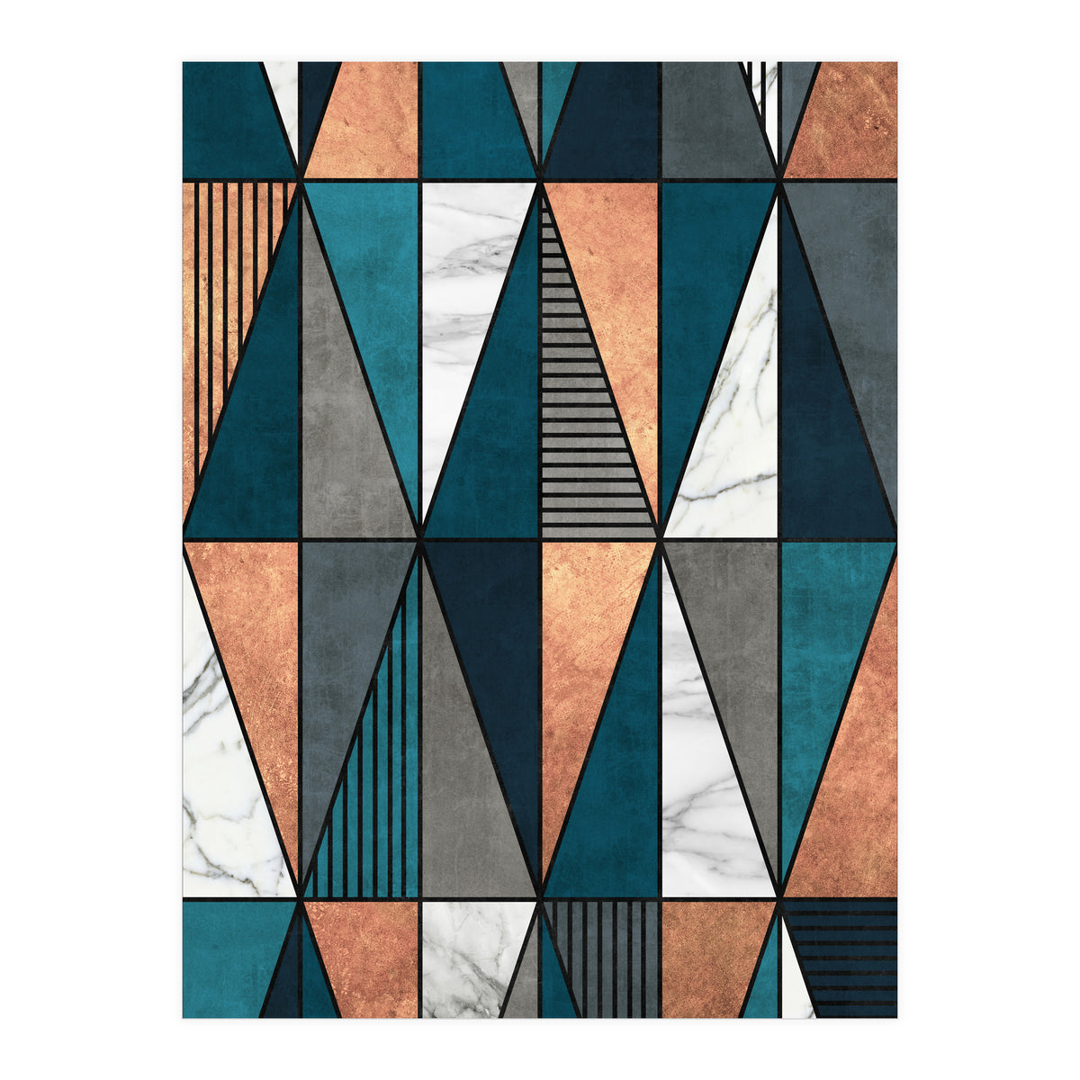 Copper, Marble and Concrete Triangles with Blue (Print Only)