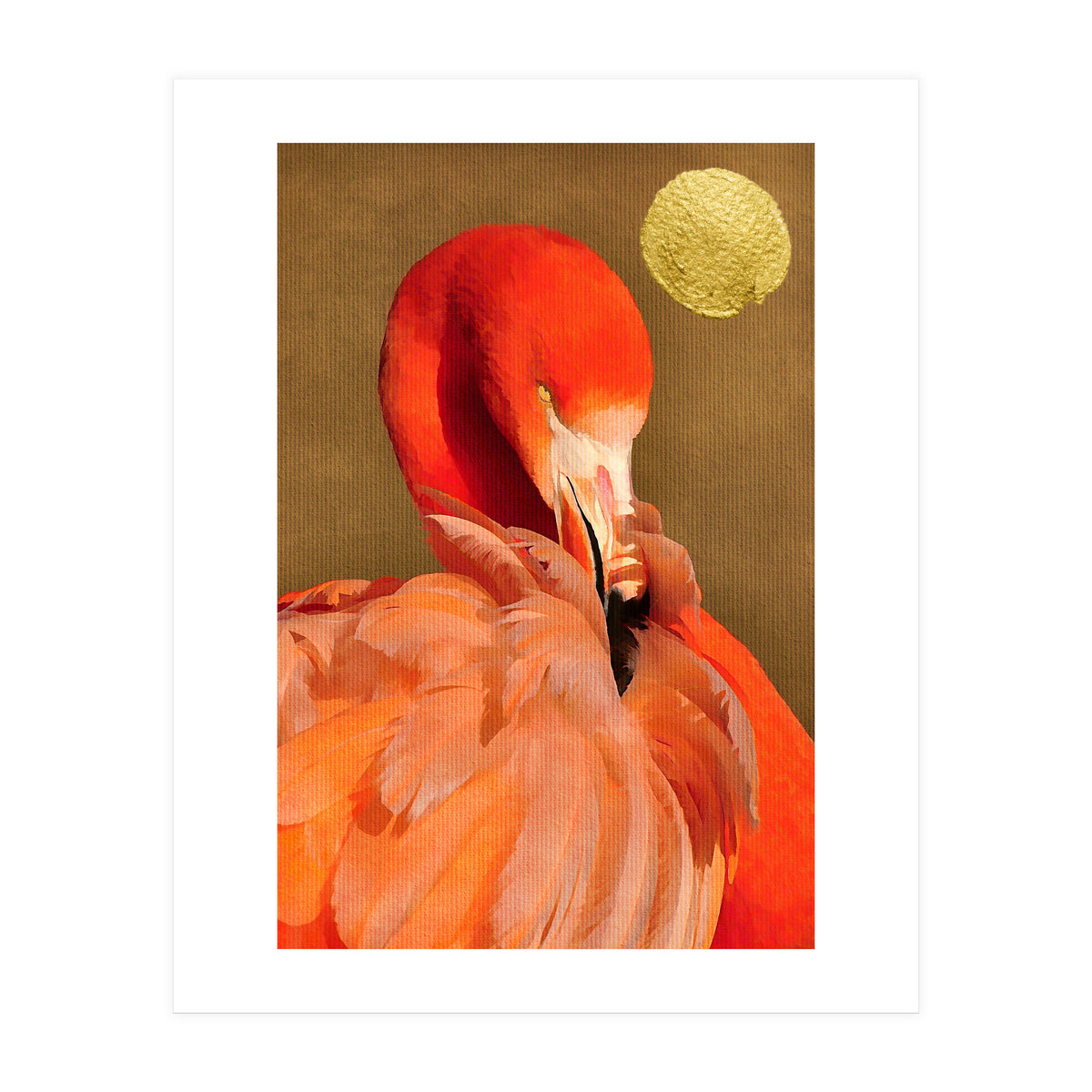 Flamingo With Golden Sun (Print Only)