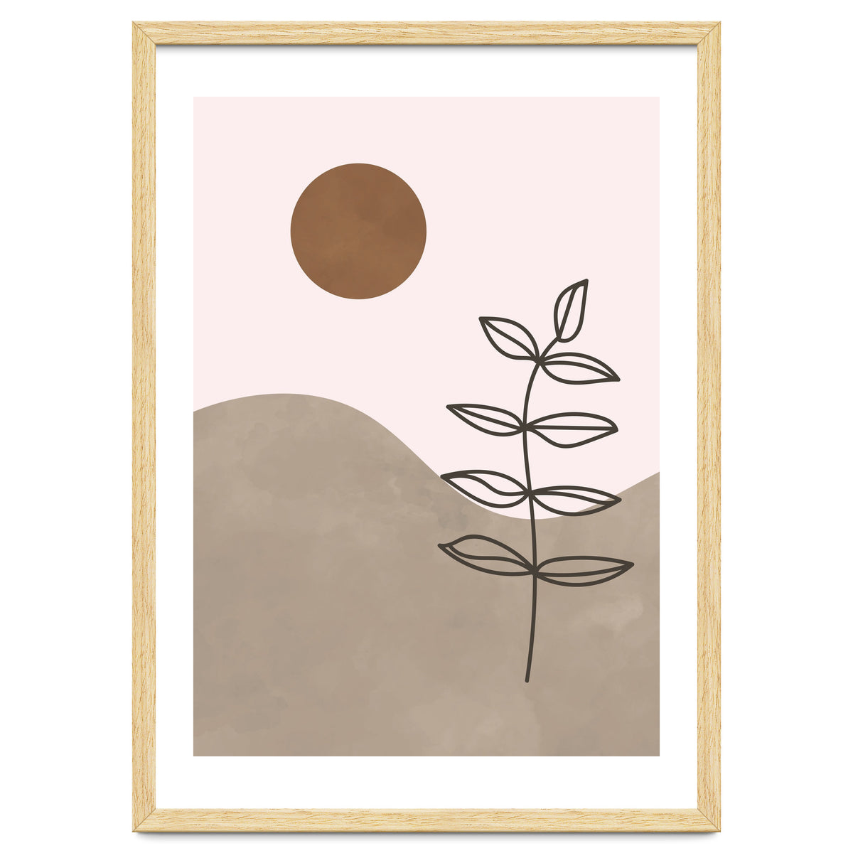 Sun Leaf Abstract Botanical Mid Century