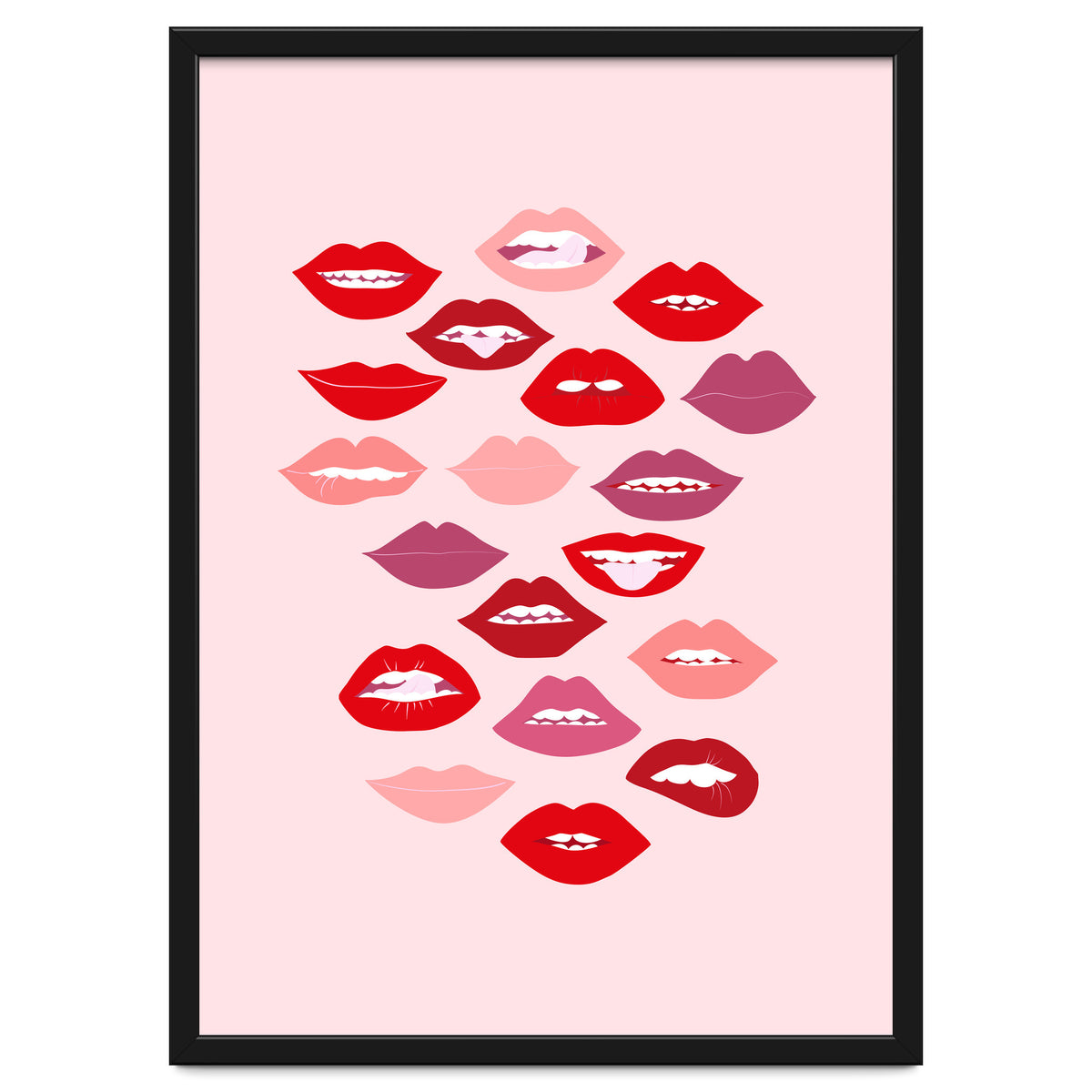 Lips Red with Pink Background