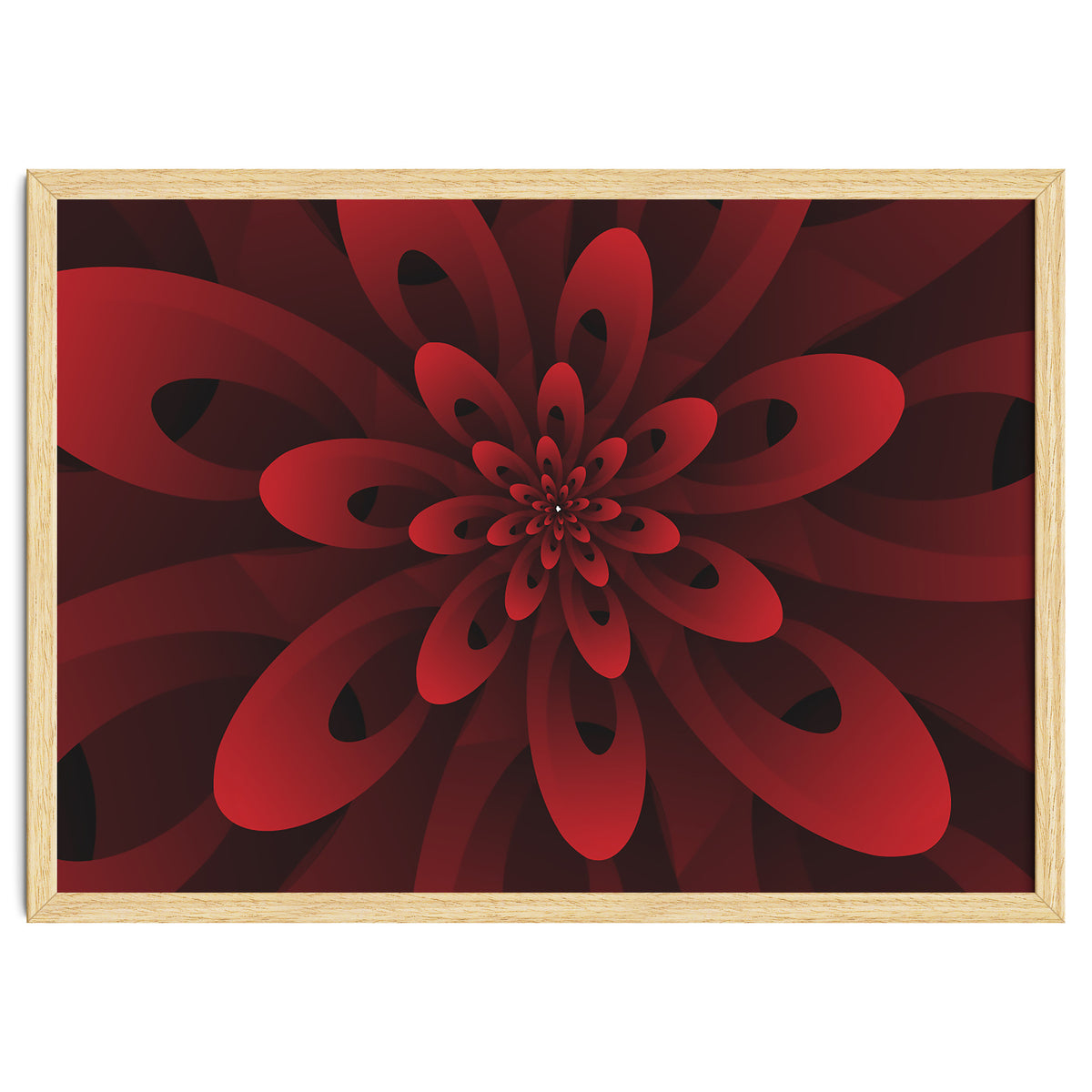 Abstract Digital Modern Red Floral 3D ART