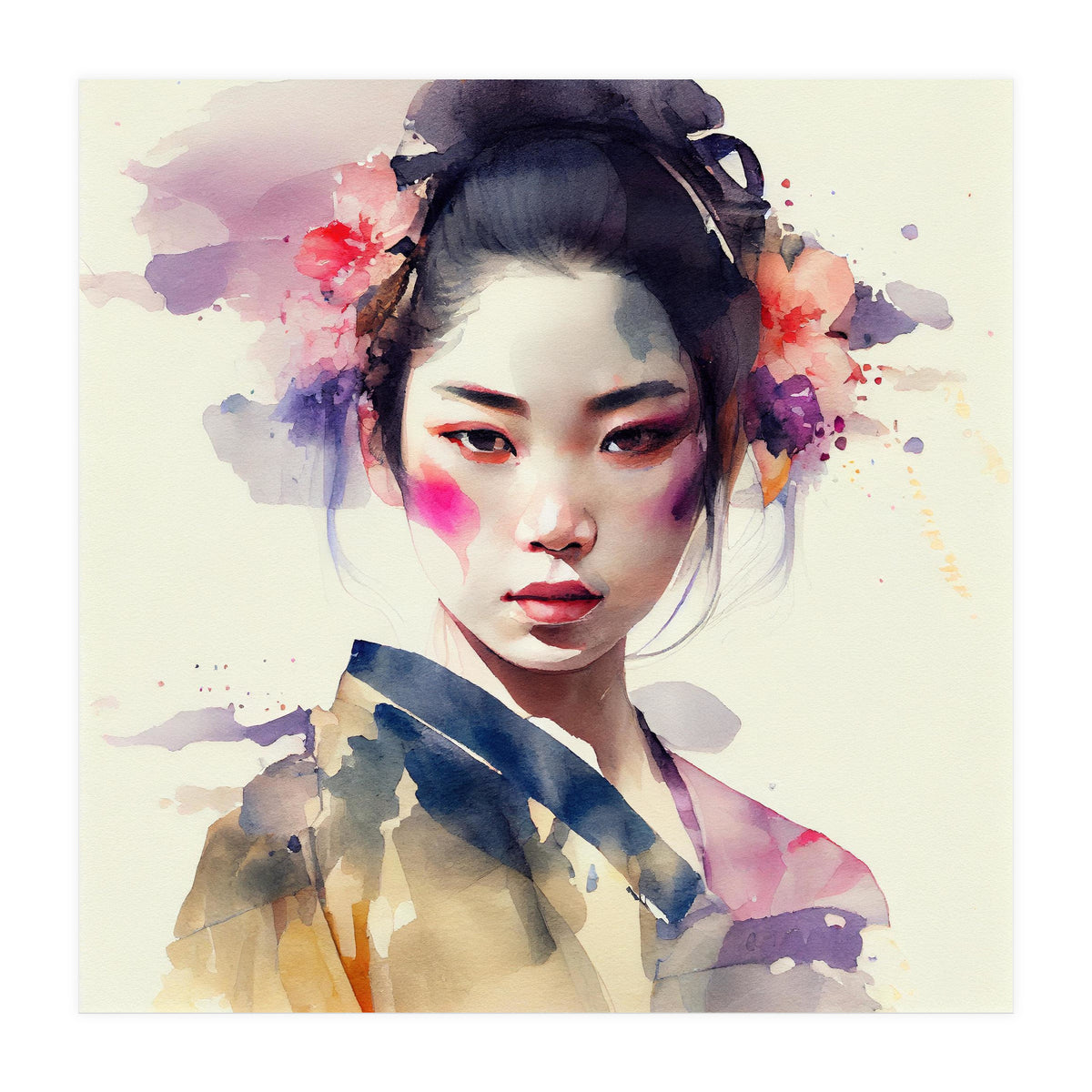 Watercolor Modern Geisha #6 (Print Only)