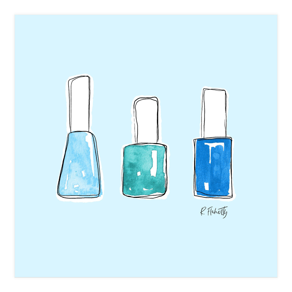 Nail Polish Watercolour | Blue (Print Only)
