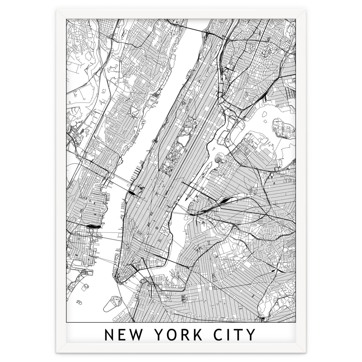 New York City White Map