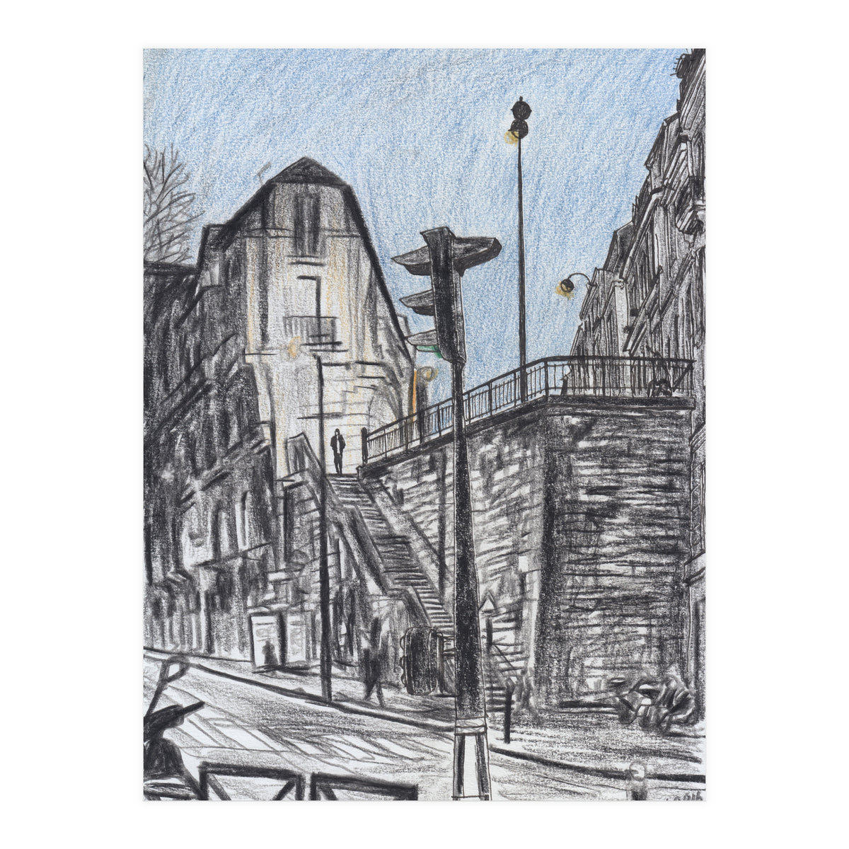 Cold afternoon on Artist Street in Paris (Print Only)