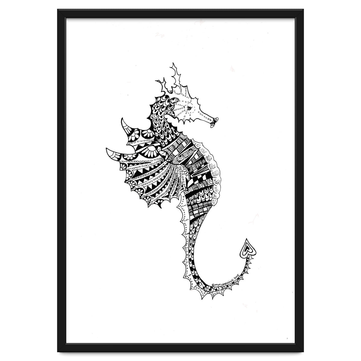 Seahorse Dragon Zen Doodle